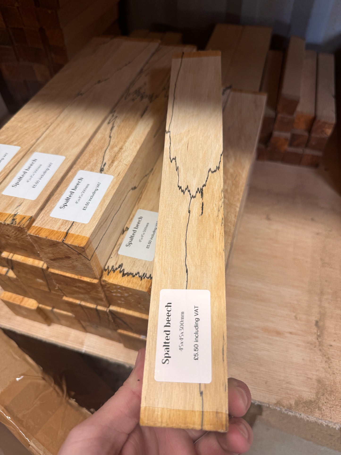 Spalted beech 45x45mm spindles
