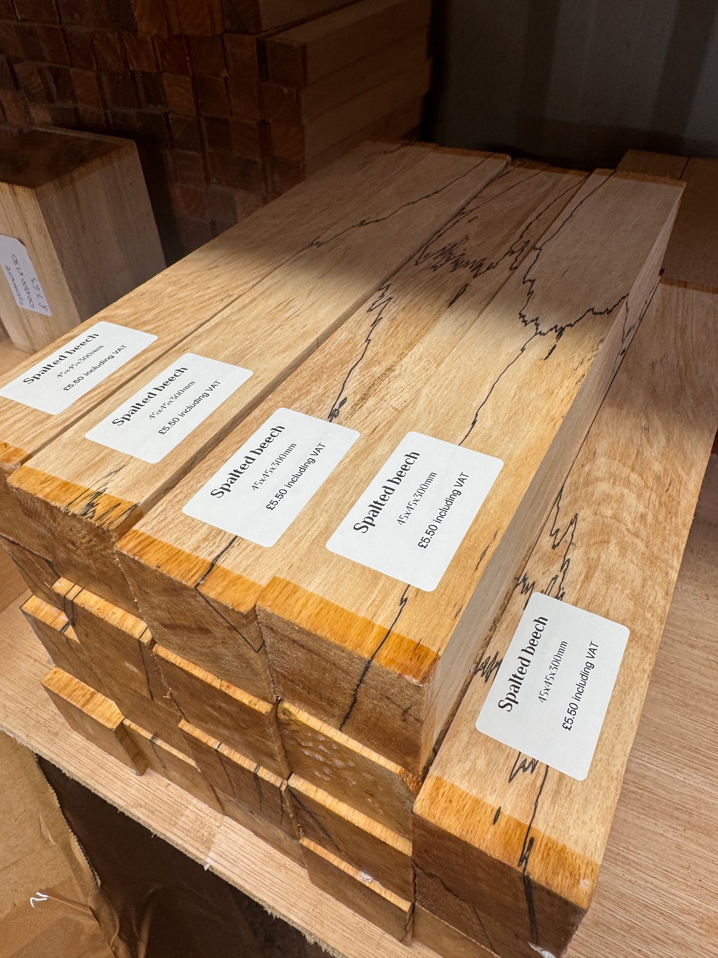 Spalted beech 45x45mm spindles